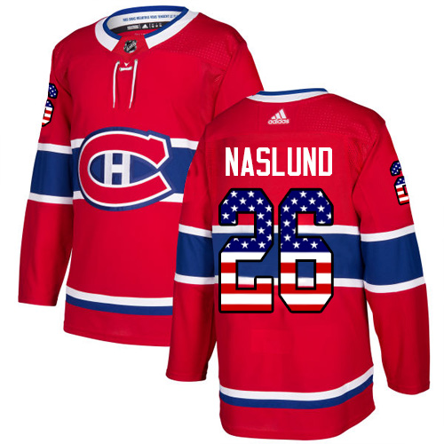 Adidas Canadiens #26 Mats Naslund Red Home Authentic USA Flag Stitched NHL Jersey
